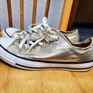 Converse Gold Sneakers with White Laces